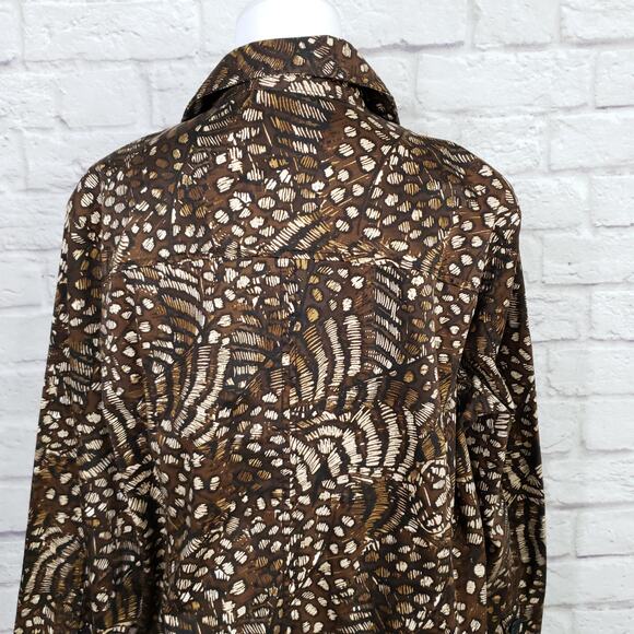 Chico's Sz 3 Brown Animal Print Stretch Cotton Jacket Chico's Sz XL 16 - Picture 8 of 14